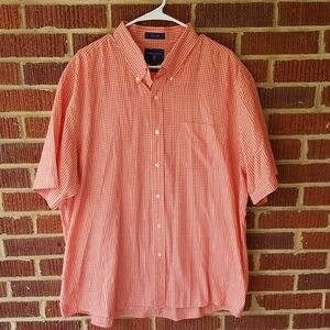 Saddlebred Checkered Plaid Button Down Collared Shirt Business Casual Career XXL